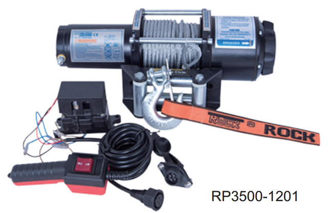 Rock, RP3500 elektrisk tilhengerwinch 12 Vdc 1589 kg