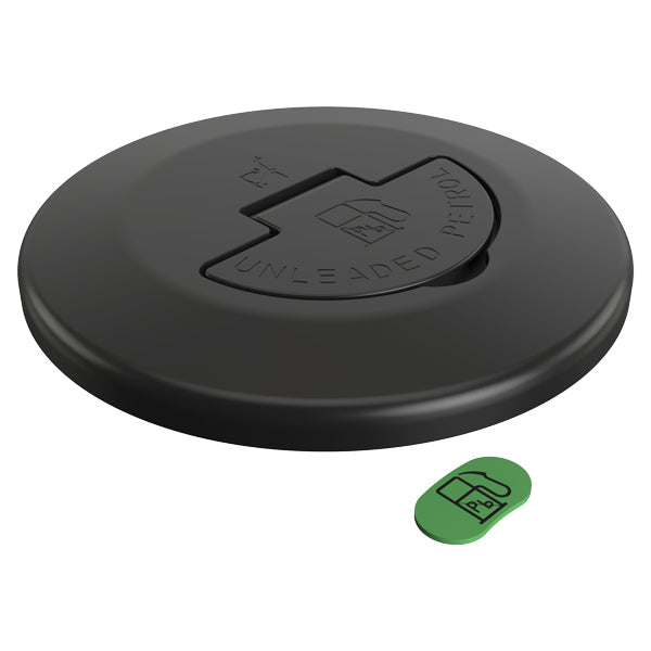 Roca, Lokk for dekkfylling, sort, AISI 316, blyfri bensin