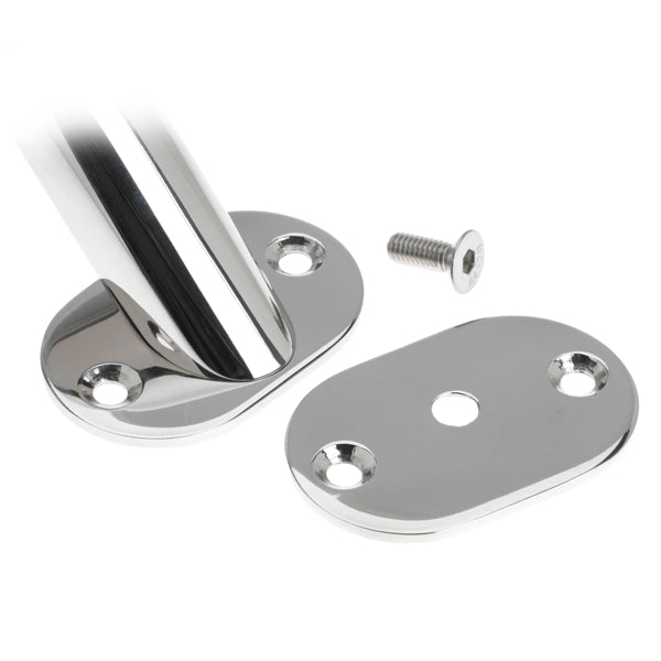 Roca, Oval skive for gripehåndtak inkl. skrue, 46 mm hullavstand, AISI 316, 64x42 mm, 3 mm tykkelse