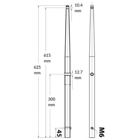 1852 Scepter RF 600mm placeret på båd, viser funktionalitet og design.
