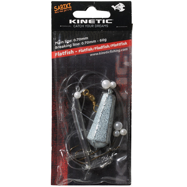 Kinetisk, Sabiki flatfiskbly, 60 g, #1/0 krok, 0,70 mm nylonlinje, perlemorperler