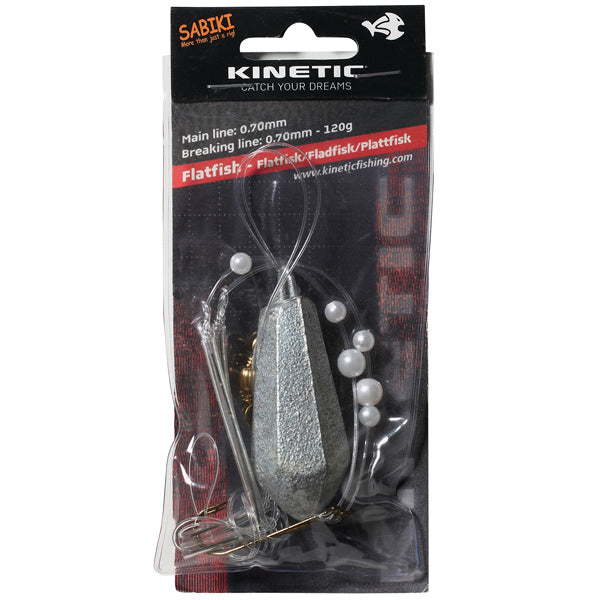 Kinetisk, Sabiki flatfiskbly, 120 g #1/0, 0,70 mm perlemorperler
