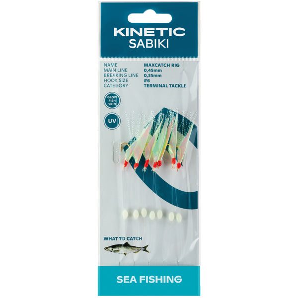 Kinetic, Sabiki Maxcatch Sildebly, 7 stk Fishskin Mix, #6, Ø 0,45 mm