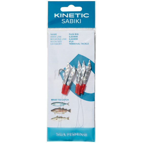 Kinetic, Sabiki Holo-Flex Rig #1/0, Silver Flex