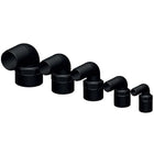 Trudesign 90° slangestuds med sort finish, set fra siden