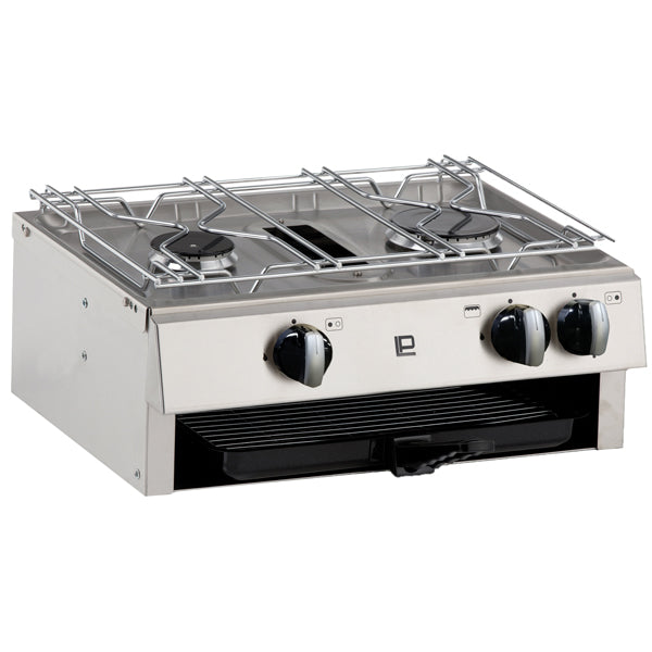 Tasman 4500 gasskomfyr med grill, dobbel koketopp, 2 brennere, elektrisk gnisttenning