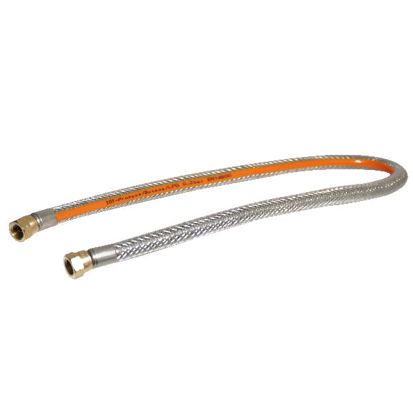Gasslange med stålinnsats, 0,8 m, 1/4" omkrets for 8 mm tapp