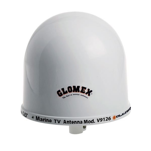 Glomex, V9126 AGCU TV-antenne med kabel, 12/24 VDC AGC-forsterker, 20 m koaksialkabel, 1,5 m TV-kabel, dekselbrakett