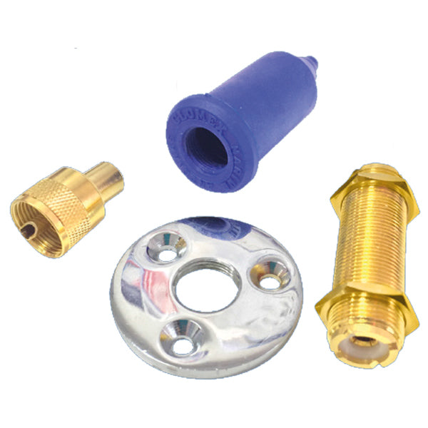 Glomex, VHF-kabelinnføringsdekk/bulk, Ø 45 mm, PL259-kontakt for RG58, 6 mm-kontakt