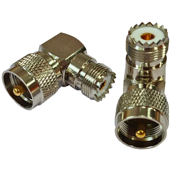 1852, VHF vinkelplugg hann/hun for PL259, 2-pakning