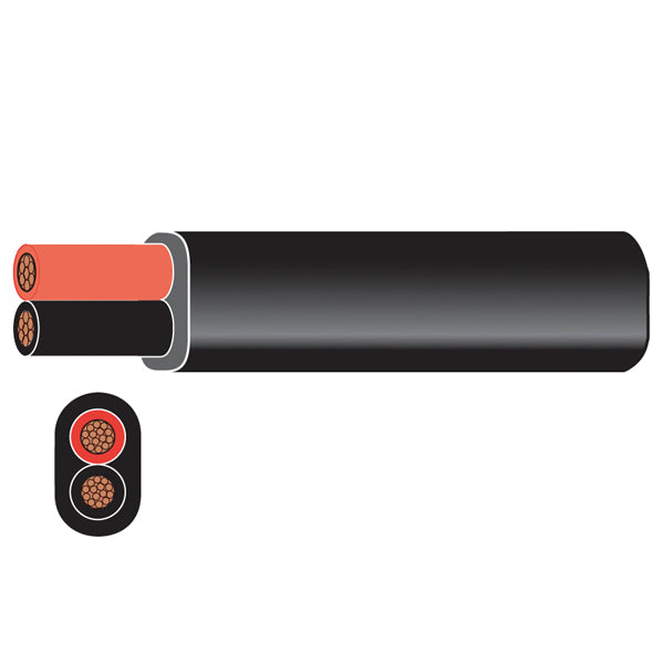 SeaTec, Marinekabel, flad, rød/sort, 2x0,75mm², 100m