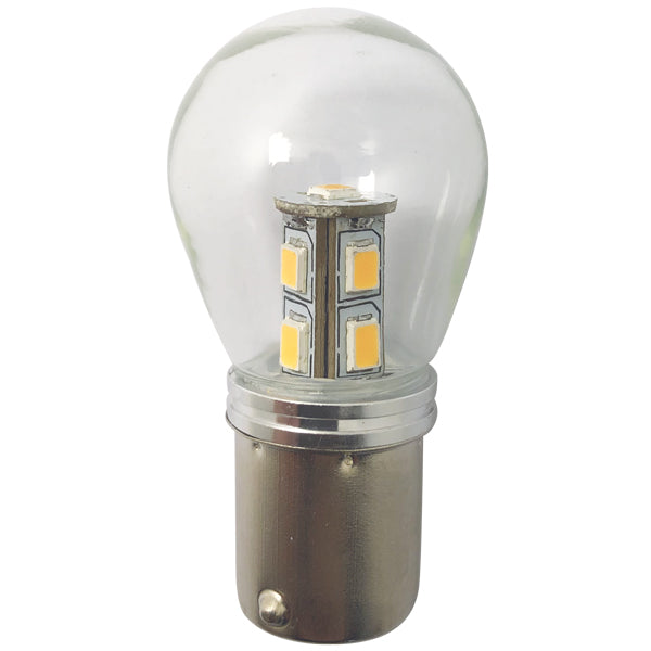 1852, LED-pære BA15S Ø25x48mm 10-36Vdc dimbar, 1,6W, 2 stk.