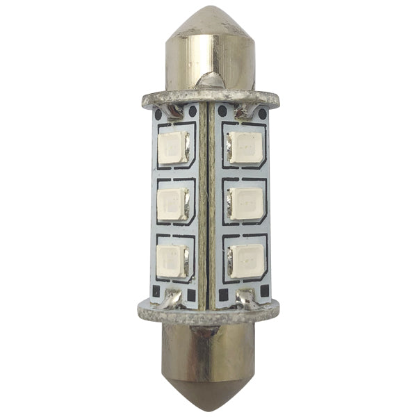1852, LED pinole pære 37mm 10-36Vdc grønn, 2 stk, 1,2 W, 120 lumen