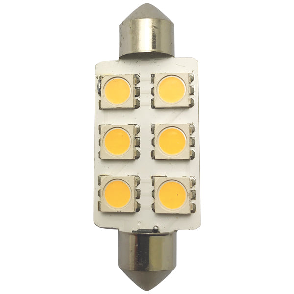 1852, LED Pinol-pære 42mm 10-36Vdc, 2 stk, 1,2 W, 2700K, 80 Lumen