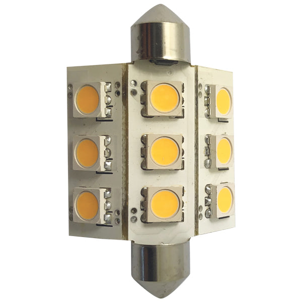 1852, LED Pinol-pære 42mm 10-36Vdc, 2 stk, 2W, 2700K, 120 Lumen