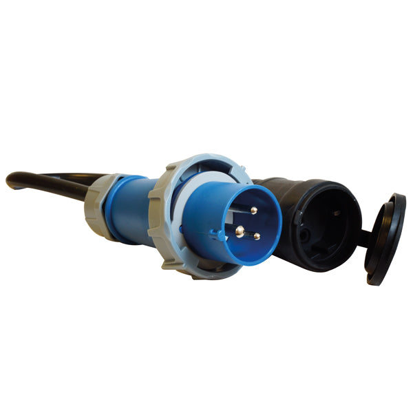 1852, CEE 220V han, IP67, til Schuko hun, 2,5mm² kabel, 0,5m