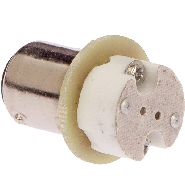 Nautecled adapter BA15D til G4, set fra siden
