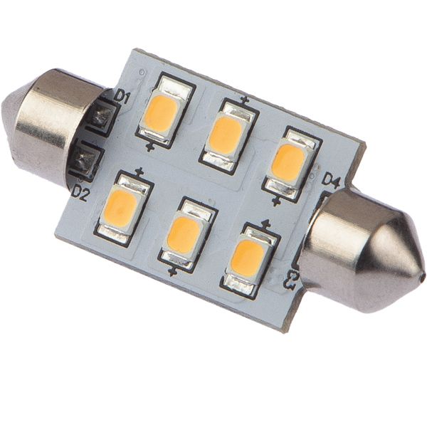 Nautcled, Pinol-pære 42mm, 1,2W, 10-35V, 2700K, 80 Lumen