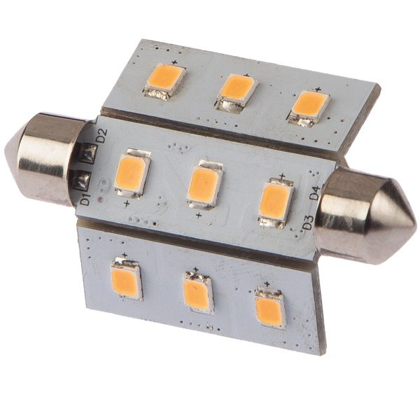 Nautcled, Pinol-pære 42mm, 2W, 10-35V, 2700K, 120 Lumen