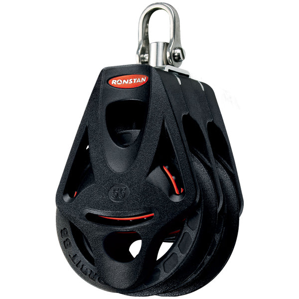 Ronstan, Orbit dobbel blokk med svivel, 55 - 750 kg, 1500 kg bruddstyrke, 10 mm maks tau, 172 g