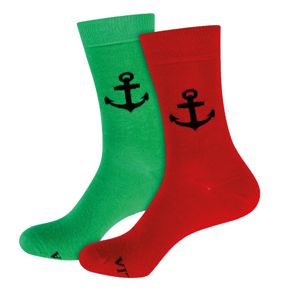 Sokker med anker rød/grønn
