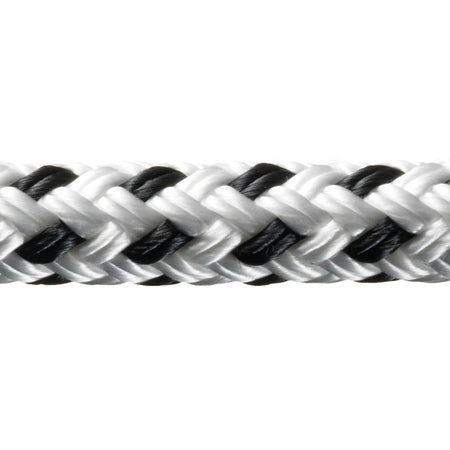 Robline fortøjningsline i hvid og sort, 16mm tykkelse, 1 meter lang.