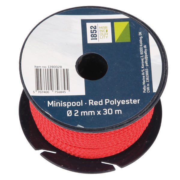 Rød polyester minirulle fra 1852, Ø2mm, 30m rulle