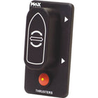 Max Power joystick til bovpropel i nærbillede, viser design og funktionalitet.
