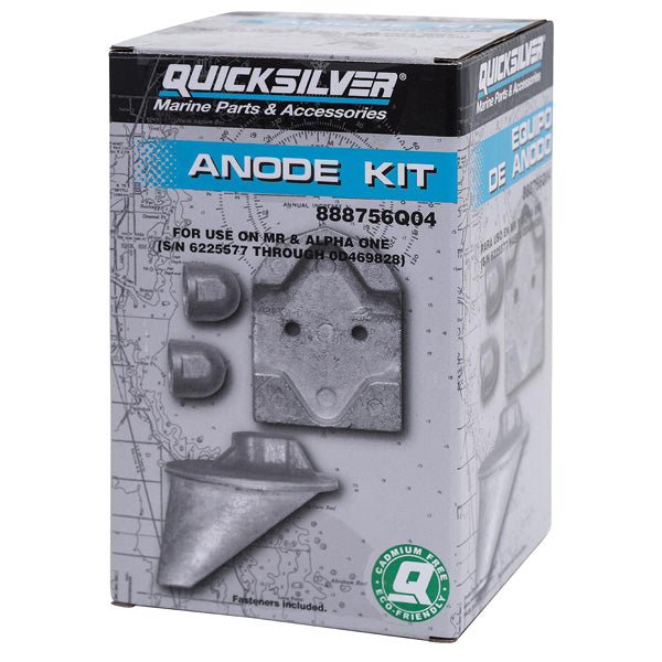Quicksilver, aluminiumanodesæt, 888756Q04, Til MerCruiser MR/Alpha One 1984-1990