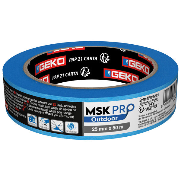Geko Pro outdoor Blå afdækningstape, 5 mdr UVR. 25mm X 50M
