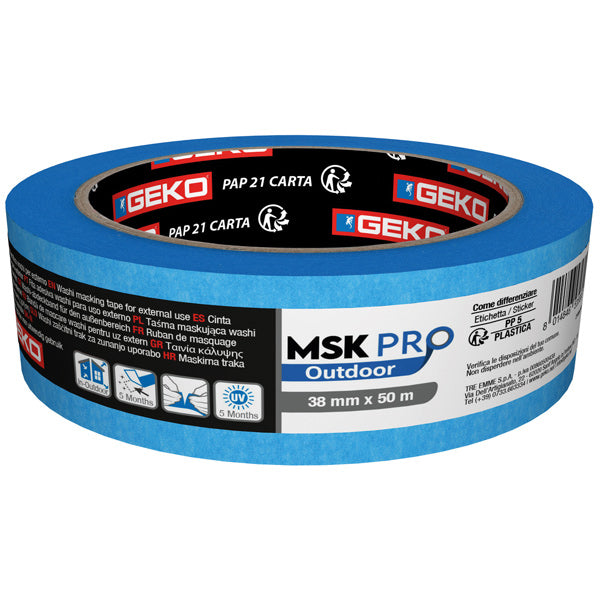 Geko Pro outdoor Blå afdækningstape, 5 mdr UVR. 50mm X 50M
