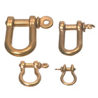 Foresti messing d-sjækel 6mm, set forfra med blank finish