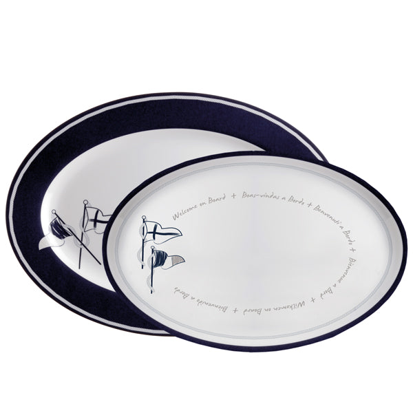 Marine Business, Velkommen om bord serveringsfat, 2 stk, melamin, 30x22/35x25 cm