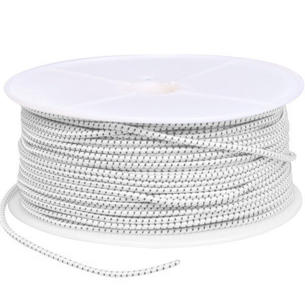 Elastisk snor hvit/svart 4mm - 100m